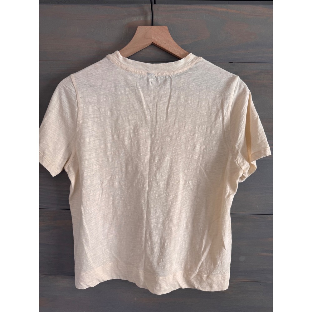 Vuori Womens Boxy Slub Tee Cream Natural Relaxed Fit Short Sleeve Shirt - Picture 2 of 4